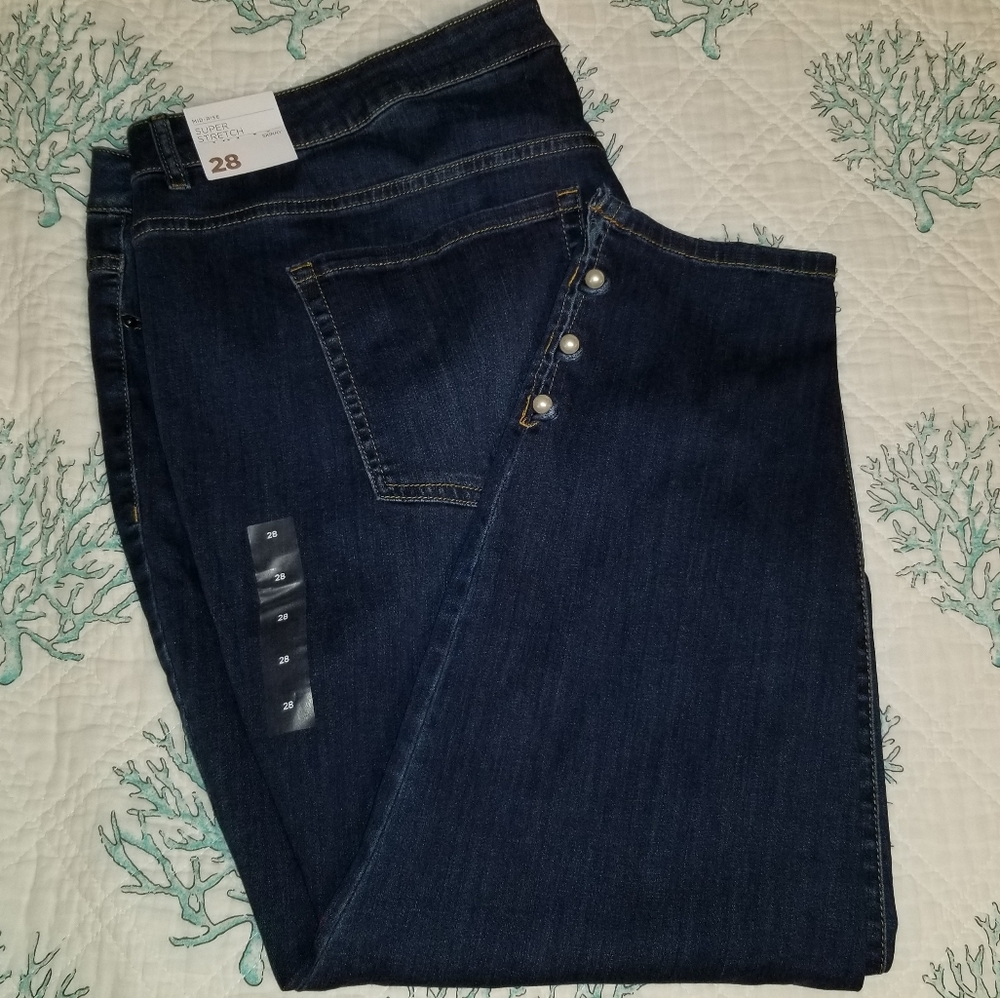 Lane Bryant Dark Wash Jeans with Pearls Plus